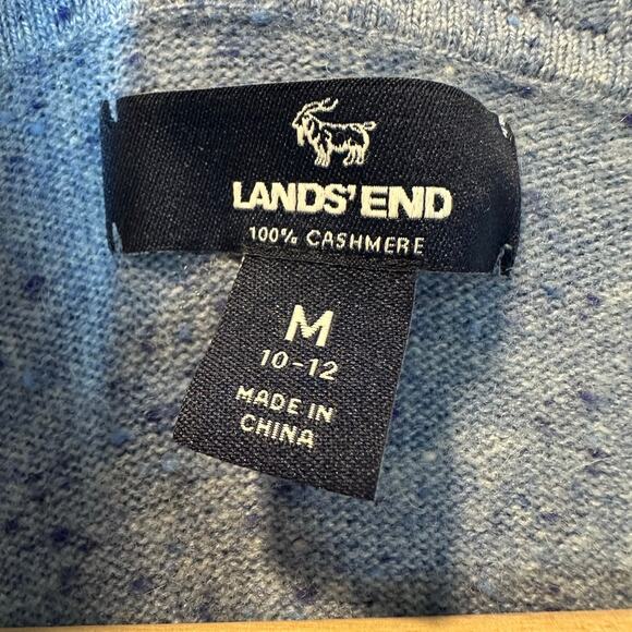 Lands End Blue Cashmere Open Nubby Cocoon Cardigan Sweater M Medium 10 12 - Picture 6 of 9